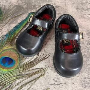 VINTAGE Toddler Girls Faux Leather Mary Janes sz 4 W Flats Black Shoes Maryjanes